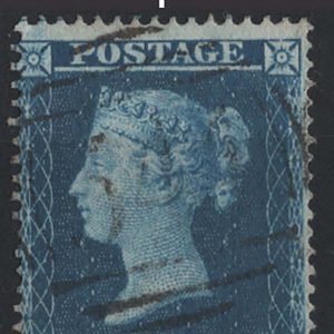 #282 GB 1854 2d blue large crown perf 16 plate 6 sg36a vfu c£250