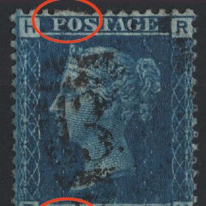 #330 GB 1858 2d blue plate 12 fu with a blind perf variety sg45