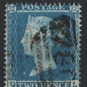 #242 GB 1854 2d pale blue small crown perf 16 pl 4, unlisted variety 'on very thick paper' fu