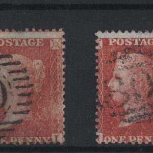 #268 GB 1854 1d LC14 alphabet II plate 9 ND & plate 13 MI sg29var Spec C6 fu
