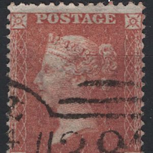 #270 GB 1854 1d LC14 alphabet II plate 16 KD fu, part Hull 383 spoon cancel sg29var Spec C6