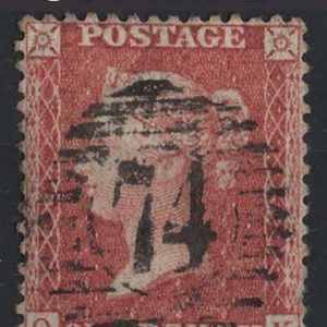 #264 GB 1854 1d LC14 alphabet III plate 24 OK fu, neat 74 numeral sg29 Spec C8