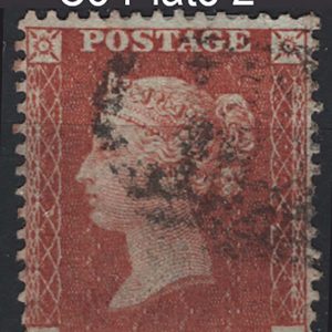 #250 GB 1854 1d red C3 small crown perf 14 die 2 plate 2 CE fu sg24 c£70