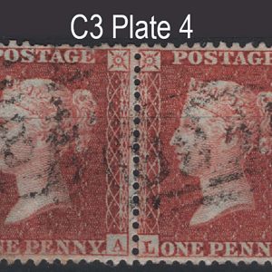 #252 GB 1854 1d red C3 small crown perf 14 die 2 plate 4 LA-LB vfusg24 c£70