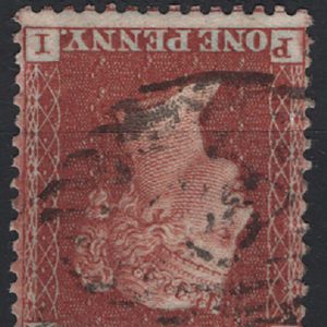 #261 GB 1854 1d red C3 wmk INVERTED small crown perf 14 die 2 fu sg24wi (plate 5 PI) c£400
