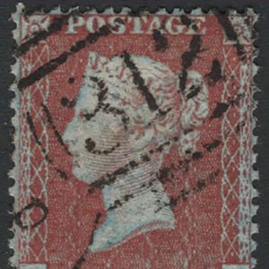 #254 GB 1854 1d red C3 small crown perf 14 die 2 plate 13 QK fu sg24 c£200