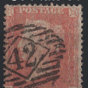 #286 GB 1854 1d red C9 cream tinted paper LC14 plate 31 BE fu sg38 c£80