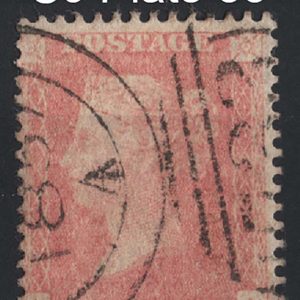 #288 GB 1854 1d red C9 cream tinted paper LC14 plate 33 PA vfu sg38 c£125