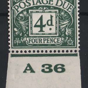 #602 GB 1936 Postage dues E8R 4d A36 control single um sgD23 c£55 as mm