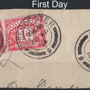 #543 GB 1914 Postage dues 1d pair vfu on piece First Day Cirencester 20AP14 cds sgD2