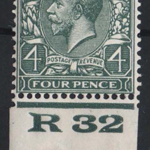 #568 GB 1924 4d Block Cypher R32 control single, stamp um but short perf sg424