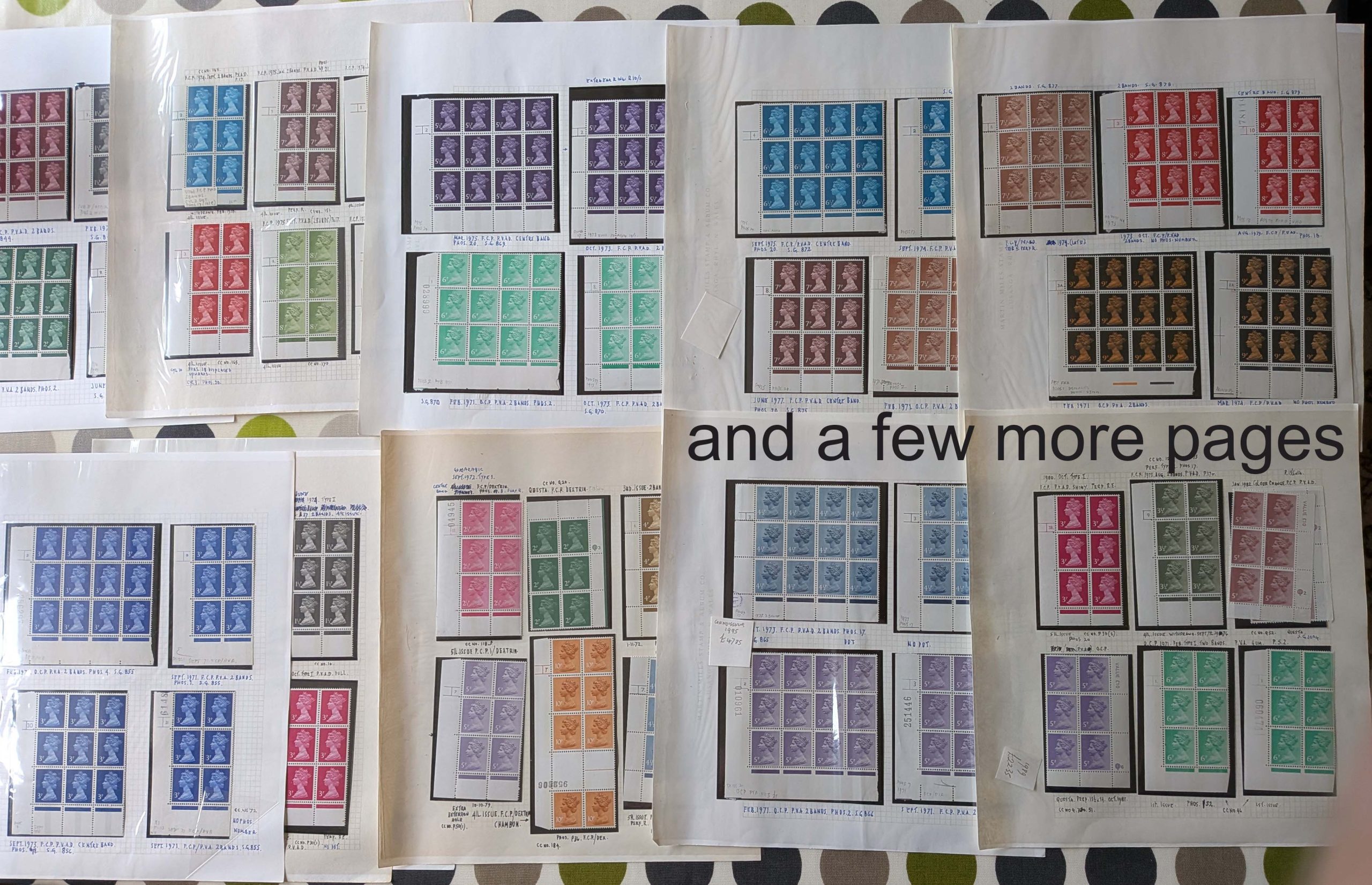 #827 GB Machin cyl blocks 67 um cyl blks mostly in fine blocks of 6 (few blks of 9 or 12) values up to 10p