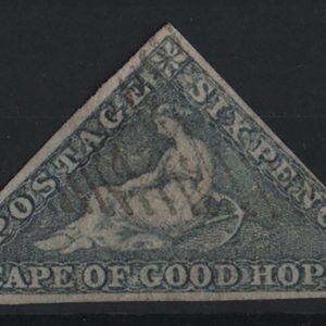 #088 Cape of Good Hope 1855 6d slate-lilac triangular, blued paper colour faded to grey otherwise vfu