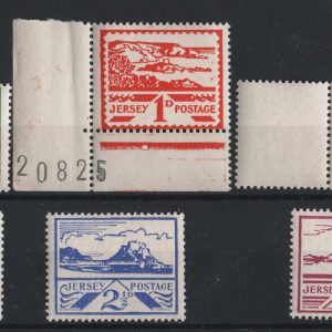 #877 Jersey 1943 Views ½d - 3d set of 6 um (gum a little patchy on some) sgJ3- 9 c£30