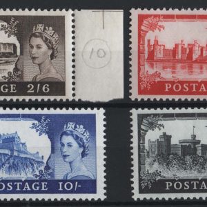 #667 GB 1963 Castles crown wmk 2/6d - £1 set of 4 um sg595a-598a