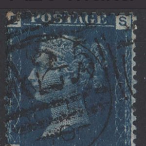 #900 Malta 1858 2d blue plate 13 fu, neat A25 numeral sgZ34