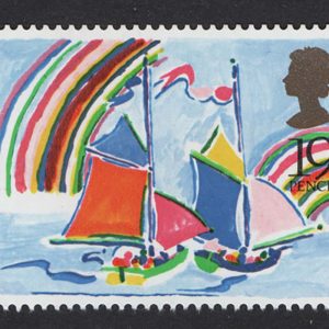 #744 GB 1989 Greetings strip of 5 um good perfs sg1421-1427