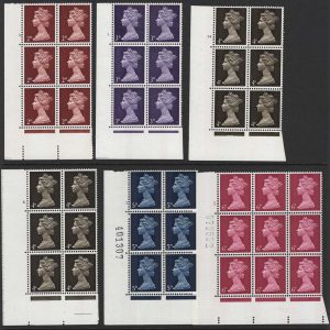 #680 GB 1967 Machin cyl blks fum: 2d 1 dot, 3d CB 3 dot, 4d 2B 14, 4d CB 4, 5d 1, 6d 5 no dot