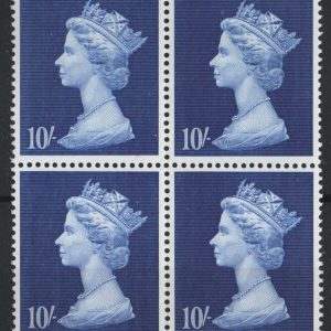 #693 GB 1969 Machin 10s um blk of 4 sg789