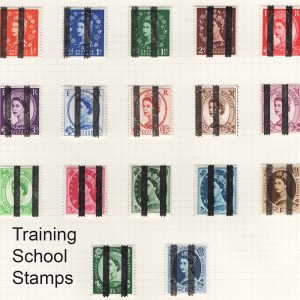 #646 GB 1958 ½d - 1/6d 17 vals w PO Training School bars vfm, mixed wmks, Tudor/Edward/Crown