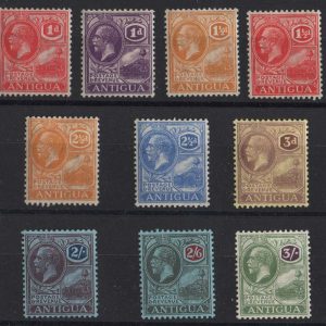 #016 Antigua 1921 Script wmk set of 16 vfm (no 1d scarlet or 2½d ultramarine) sg62-80 c£195+