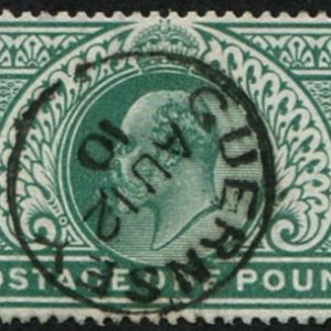#473 GB 1902 £1 GREEN sg266 SUPERB USED Guernsey 1910 cds well centred c£825