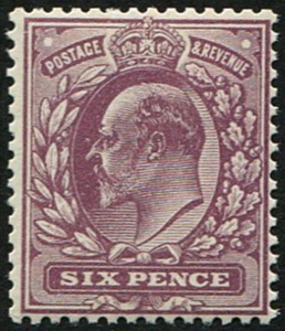 #489 GB 1911 6d sg301 DICKINSON COATED PAPER Dull Reddish-Purple vf mint almost um