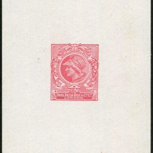 #474 GB 1911 BRITANNIA HEAD ESSAYS BY DE LA RUE DIE PROOF IN RED die 4 on thick proof card