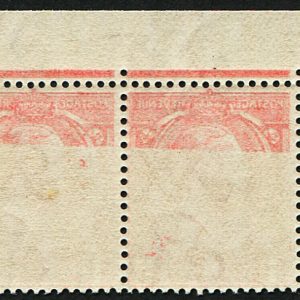 #507 GB 1912 1d sg357 OFFSET VARIETY on top corner strip of three 30% um Unusual