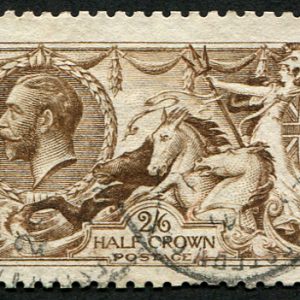 #544 GB 1915 2/6d VARIETY deep brown vfu, 2 light steel cds re-perf R/H side Spec N64/10 var