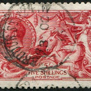 #549 GB 1915 5s sg409 VARIETY INTENSE CARMINE vfu, Harbour St 1915 cds Spec N67/2var
