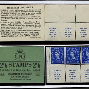 #619 GB 1952 TUDOR sg516la wmk upright 2/6d BOOKLET, SINGLE PROOF ADVERTISING PANE