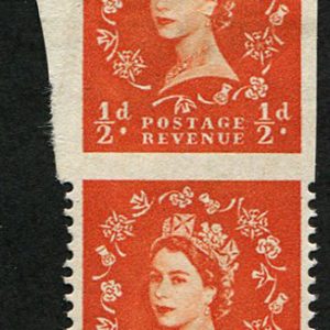#628 GB 1955 ½d sg540 VARIETY IMPERF THREE SIDES ex booklet pane fine mint Scarce