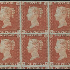 #185 GB 1841 1d plate 76 OD-PF BLOCK OF SIX MINT 2 um superb fresh, fantastic gum