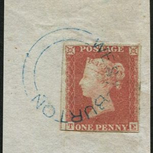 #212 GB 1841 1d plate 153 TE West Burton undated cds in blue, brilliant complete strike