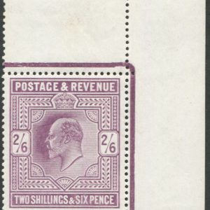 #468 GB 1902 2/6d sg262 ‘Dull Purple’ chalky paper, vf mint corner