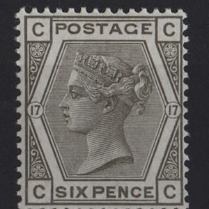 #385 GB 1873 6d sg147 pl 17 um well centred & pristine fresh of this scarce key plate