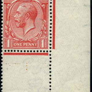 #512 GB 1912 1d sg359 VARIETY ROSE-PINK um corner marginal variety Spec N16/10var Hendon Cert