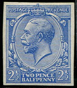 #522 GB 1912 2½d sg371 IMPERF COLOUR TRIAL IN COBALT-VIOLET-BLUE on gummed wmk paper vfm