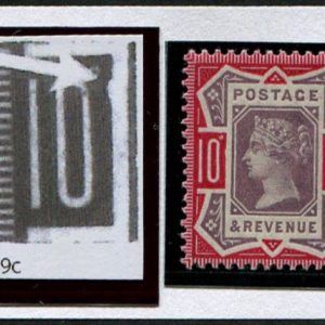 #430 GB 1887 10d sg210 VARIETY DAMAGE TO LEFT TABLET um pristine  Spec K39c, Hendon Cert