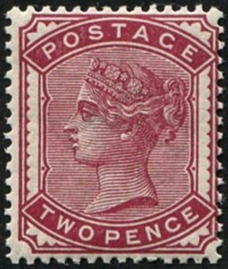 #402 GB 1880 2d sg168a VARIETY VERY DEEP ROSE um Spec K5/2 var, Hendon Cert