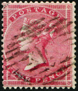 #304 GB 1855 4d sg62b Small garter ON WHITE PAPER vfu light London numeral Scarce c£1100
